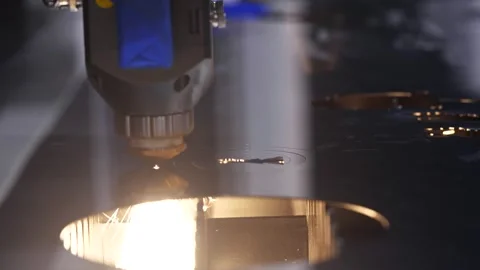 Modern Technological Cnc Cutting Power on Metallic Ironwork Object Hot Gas Vídeo Stock 249669050
