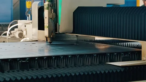 Modern Technological CNC Cutting Power on Metallic Ironwork Object Hot Gas Video stock 324552367