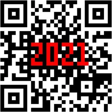 Modern technologies 2021 written inside a QR code Stock Illustration