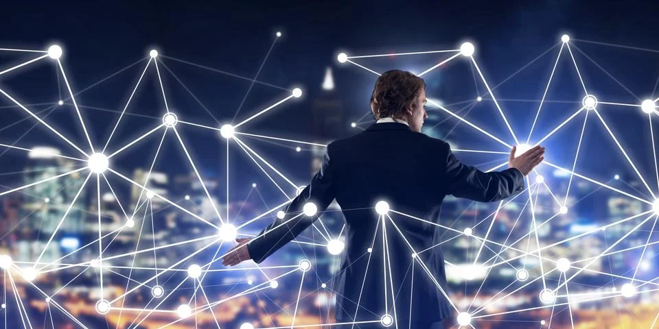 Modern technologies and networking as effective tool for modern business Stock Photos