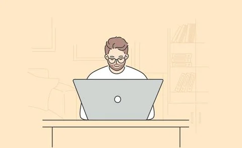 Modern technologies and working in office concept Illustrazione stock
