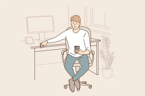 Modern technologies and working in office concept 库存插图