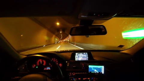 Modern technologies, automatic driving in a lane in a tunnel Stock Footage 121425930