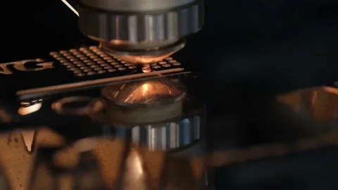 Modern technologies production high-tech equipment. CNC Laser cutting of metal Stock Footage 153822517