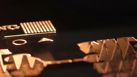 Modern technologies production high-tech equipment. CNC Laser cutting of metal Stock Footage 153822561