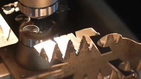 Modern technologies production high-tech equipment. CNC Laser cutting of metal Stock Footage 153822585