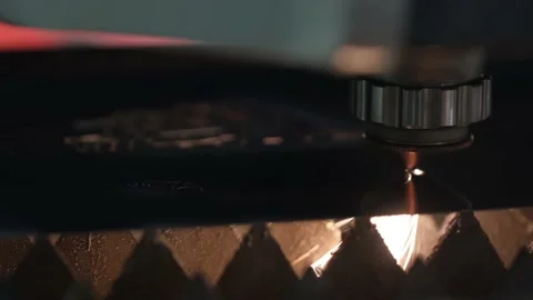 Modern technologies production high-tech equipment. CNC Laser cutting of metal Stock Footage 153822707
