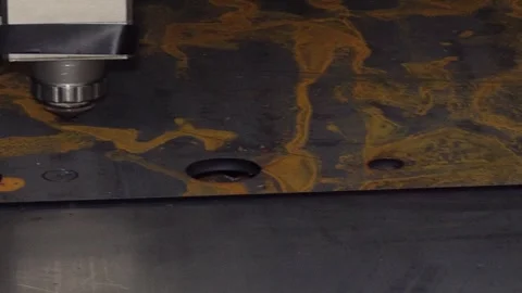 Modern technologies production high-tech equipment. CNC Laser cutting of metal Stock Footage 278390783