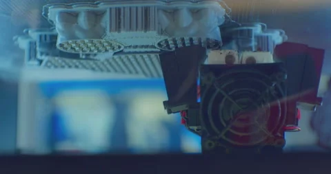 Modern technologies.3D printer prints a complex plastic part.close-up.shallow Stock Footage 169514048