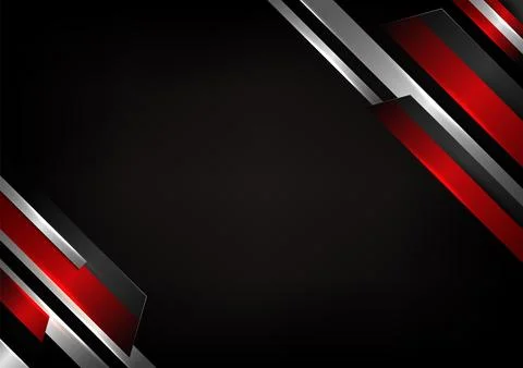 Modern technology abstract geometric design dark background red grey silver.. イラスト素材