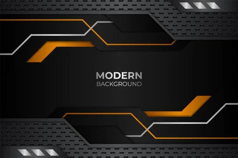 Modern Technology Abstract Overlapped Metallic Glossy Orange Grey Background Stock Illustration