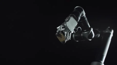 Modern technology and artificial intelligence, futuristic robot arm holds  Stock Footage 133219949