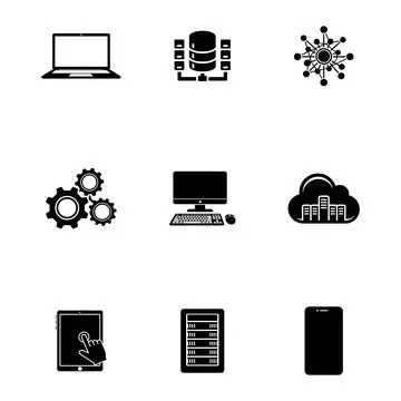Modern Technology and Data Network Icon Set Stockillustratie