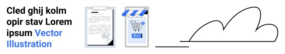 Modern Technology and E-Commerce Elements with Text Placeholder イラスト素材