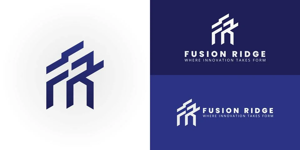 Modern Technology and IT logo featuring an abstract FR emblem Stock Illustration