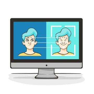 Modern technology artificial intelligence deepfake vector flat illustration Stock Illustration