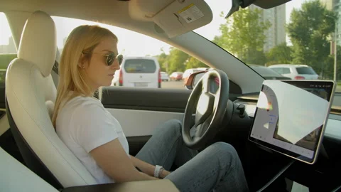 Modern technology of artificial intelligence helps a car to park itself Stock Footage 231130146