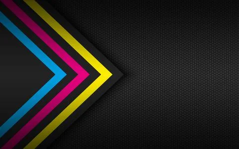 Modern technology background with cmyk arrows and polygonal grid Stock Illustration