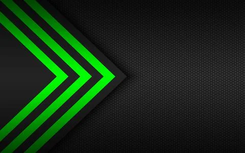Modern technology background with green arrows and polygonal grid Illustrazione stock