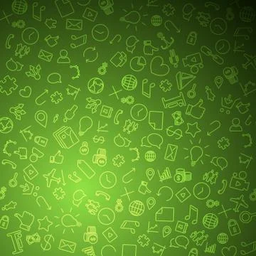 Modern technology background made from icons and pictograms - green version Stock Illustration