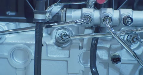 Modern technology background. part of an internal combustion engine block. close 動画素材 161603152