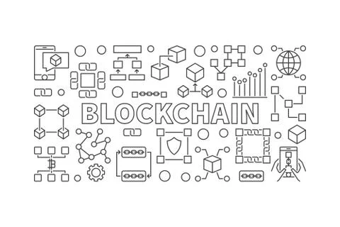 Modern technology banner made with block chain icons and word BL 스톡 일러스트
