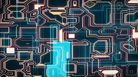 Modern technology circuit board yellow and blue 動画素材 277287552