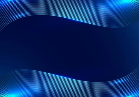 Modern technology concept abstract template blue wave lines with glow lightin Stock Illustration