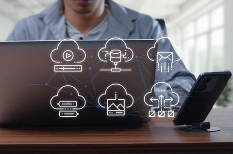 Modern Technology Concept with Cloud Storage and Digital Devices 写真素材