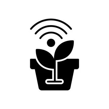 Modern Technology Concept for Smart Plant Care with Wi-Fi Symbol Stock Illustration