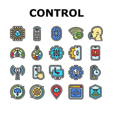 Modern technology control product icons set vector 스톡 일러스트