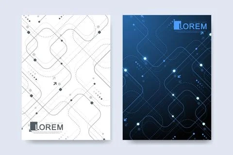 Modern technology cover template design for a report and brochure design, flyer Stock Illustration