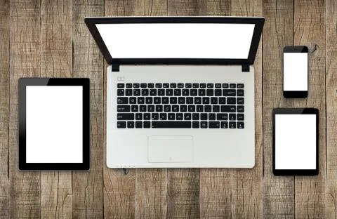 Modern technology device white screen Stock Photos
