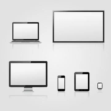 Modern technology devices with blank screen Illustrazione stock