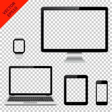 Modern technology devices with transparent screen Illustrazione stock
