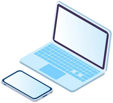 Modern technology devices vector illustration. Laptop and smartphone isolated on Stock Illustration