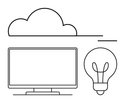 Modern technology elements cloud computing, monitor, and light bulb for inn.. Stock Illustration