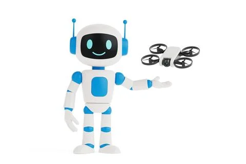 Modern Technology Exploration Concept. Friendly Ai Robot Controlling Small .. Stock Illustration