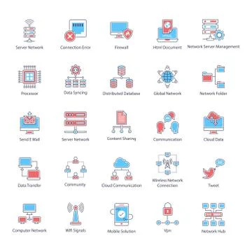 Modern Technology Flat Icons Pack Stock Illustration