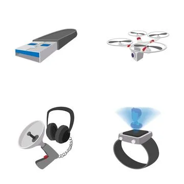 Modern technology gadgets representing communication and data transfer Stock Illustration