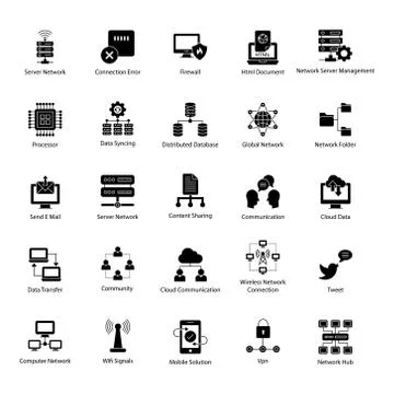 Modern Technology Glyph Icons Pack Stock Illustration