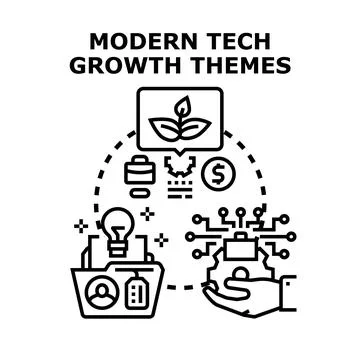 Modern technology growth business development themes Stock Illustration