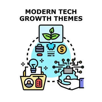 Modern technology growth business development themes Stock Illustration