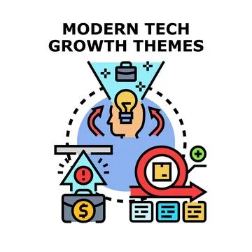 Modern technology growth themes development process Stock Illustration