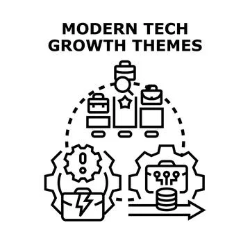 Modern technology growth themes development process icon Stock Illustration