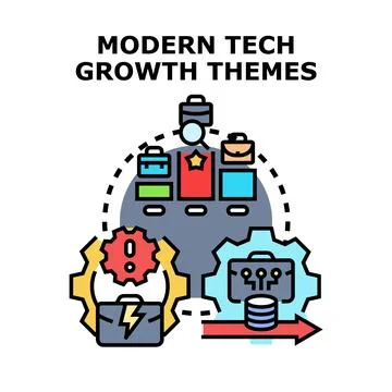 Modern technology growth themes development process icon Stock Illustration