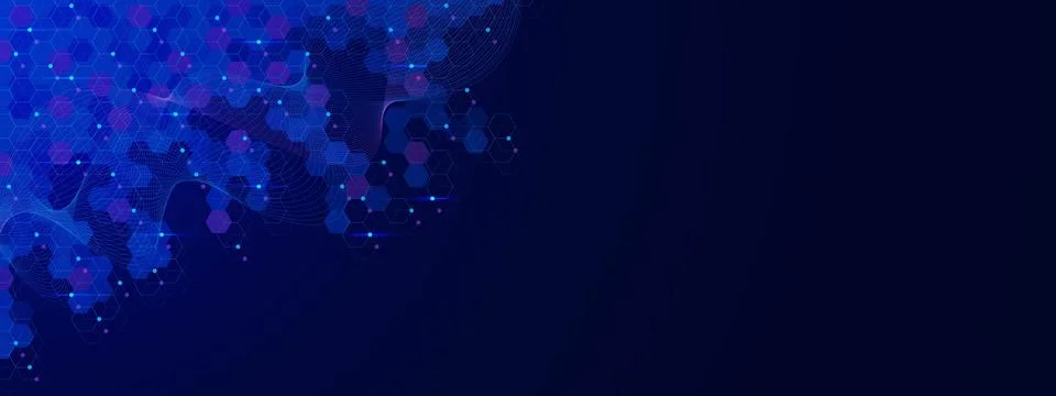 Modern technology with hexagon pattern, connecting dots and lines and wave flow. Stock Illustration