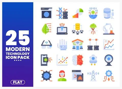 Modern technology icons on a blue background for app design and web developme イラスト素材
