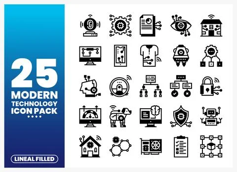 Modern technology icons collection on a white background Stock-Illustration