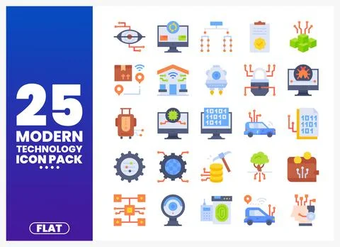 Modern Technology Icons for Digital Innovation Stock Illustration